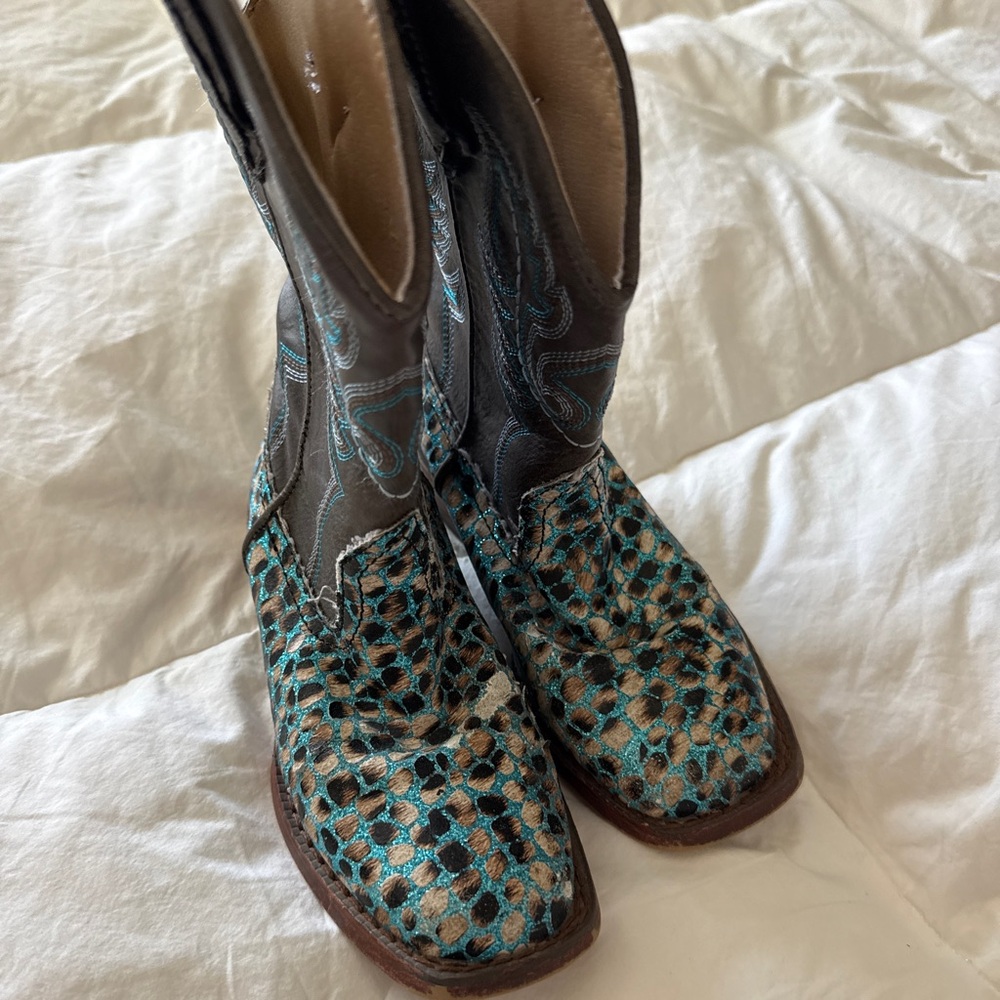 Roper | Kids | Brown and Teal | Leather Boots